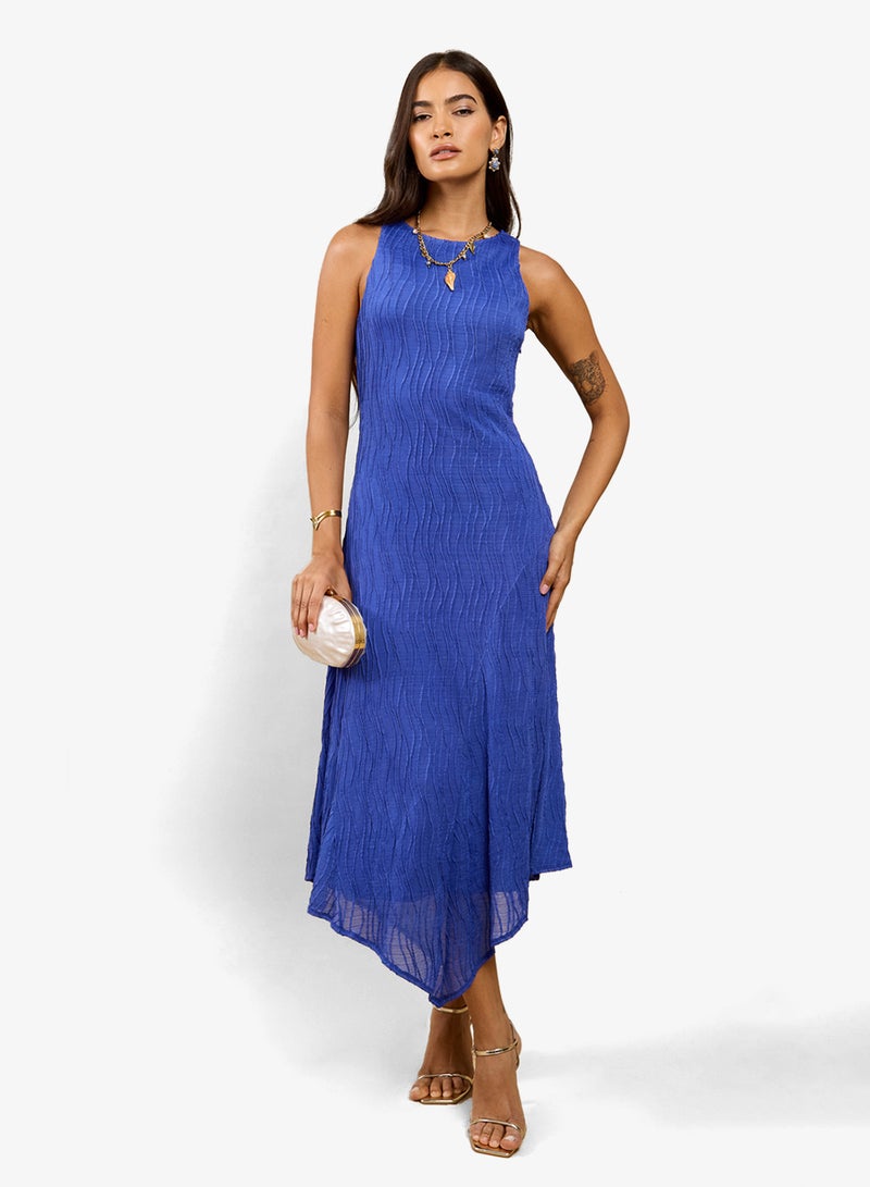 Little Mistress Blue Texture Midi Dress - Image 1